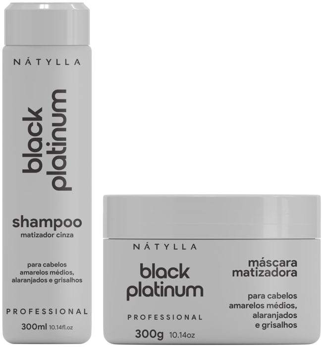 Nátylla Black Platinum — Shampoo 300ml • Gloss 300g e 1L — matizadores no atacado pela Nátylla Sul Brasil em Santa Catarina