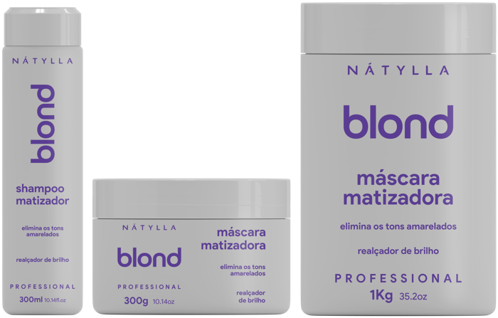 Nátylla Blond — Shampoo 300ml • Máscara 300g e 1kg — matizadores no atacado pela Nátylla Sul Brasil em Santa Catarina