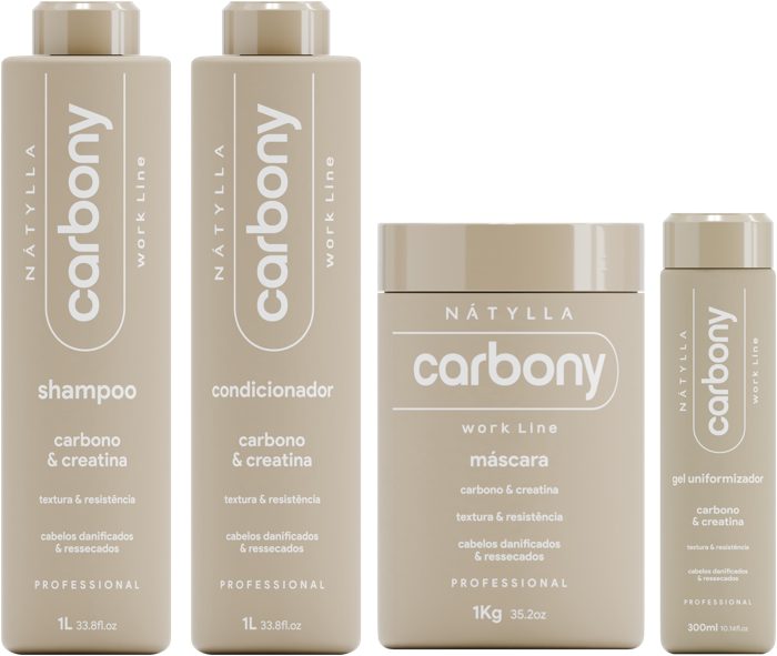 Nátylla Carbony — Shampoo 1L • Condicionador 1L • Máscara 1kg • Gel selante 300g — tratamentos e cronograma capilar no atacado pela Nátylla Sul Brasil em Santa Catarina