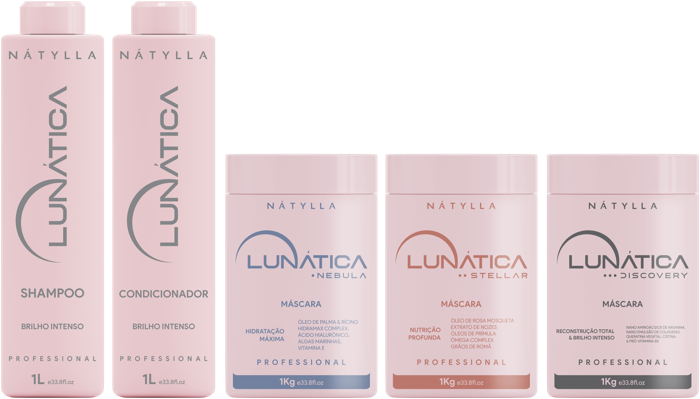 Nátylla Lunática — Shampoo 1L • Condicionador 1L • Máscara 1kg — tratamentos e cronograma capilar no atacado pela Nátylla Sul Brasil em Santa Catarina