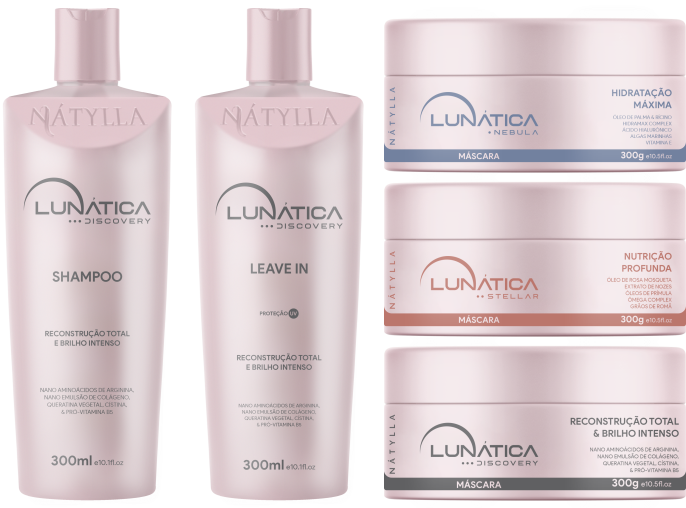 Nátylla Lunática Home Care — Shampoo 300ml • Máscara 300g • Leave-in 300ml — home care para revenda no atacado pela Nátylla Sul Brasil em Santa Catarina