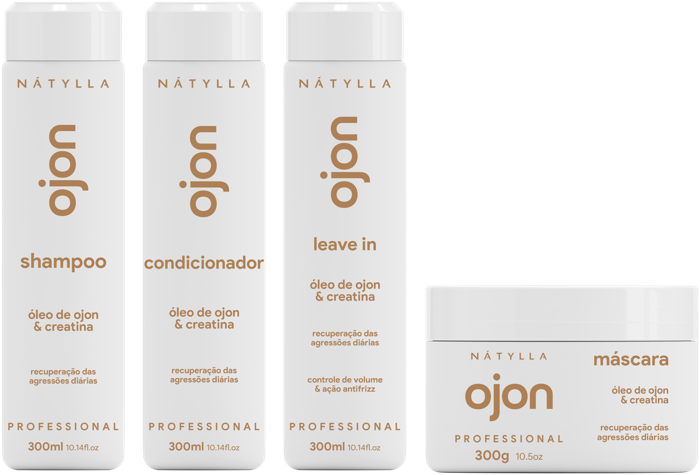 Nátylla Ojon Home Care — Shampoo 300ml • Condicionador 300ml • Leave-in 300ml • Máscara 300g — home care para revenda no atacado pela Nátylla Sul Brasil em Santa Catarina