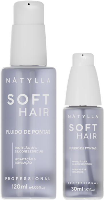 Nátylla Soft Hair — Fluido de pontas 30ml e 120ml — finalizadores no atacado pela Nátylla Sul Brasil em Santa Catarina