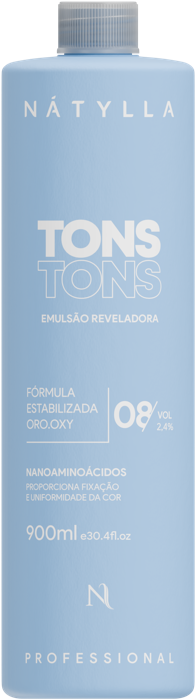 Nátylla Tons Tons Emulsão Reveladora — Emulsão reveladora 2,4% — 900ml — transformação, mechas e descoloração no atacado pela Nátylla Sul Brasil em Santa Catarina