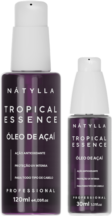 Nátylla Tropical Essence — Óleo de açaí 30ml e 120ml — finalizadores no atacado pela Nátylla Sul Brasil em Santa Catarina